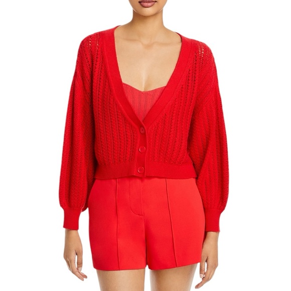 Alice + Olivia Winsor slouchy red cardigan - Picture 2 of 8